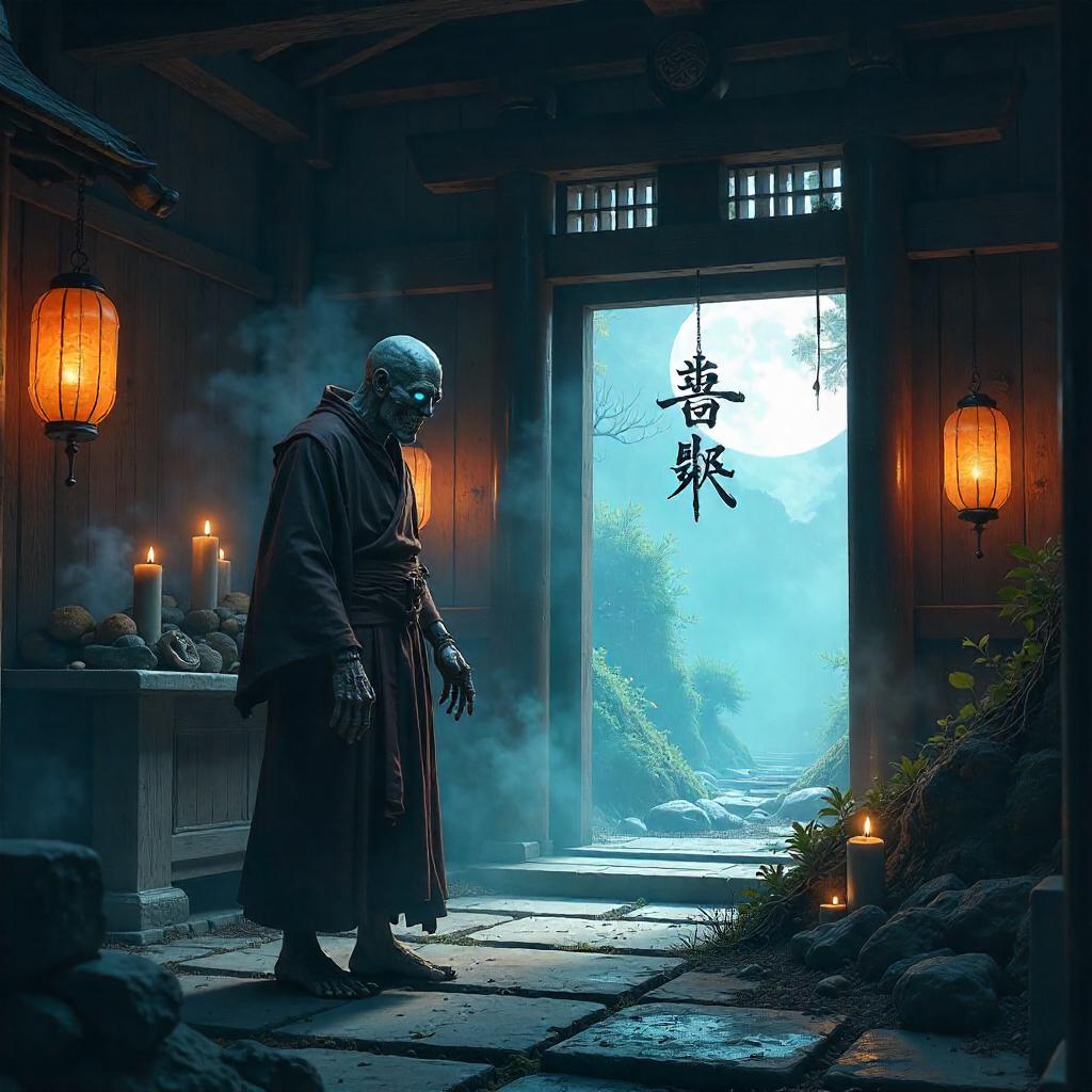 Zombie in a Shinto Shrine - Digital Painting
