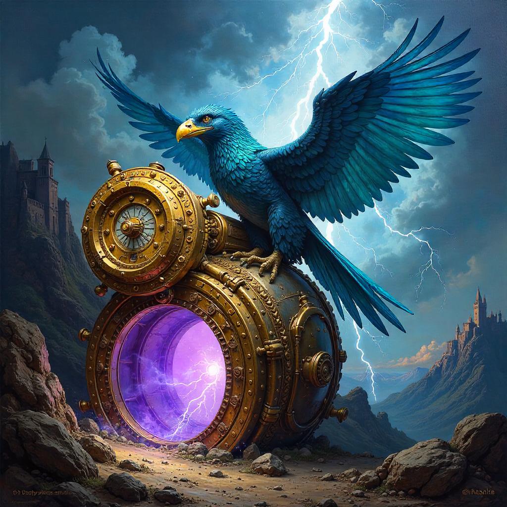 Thunderbird in a Time-Traveling Oil Painting