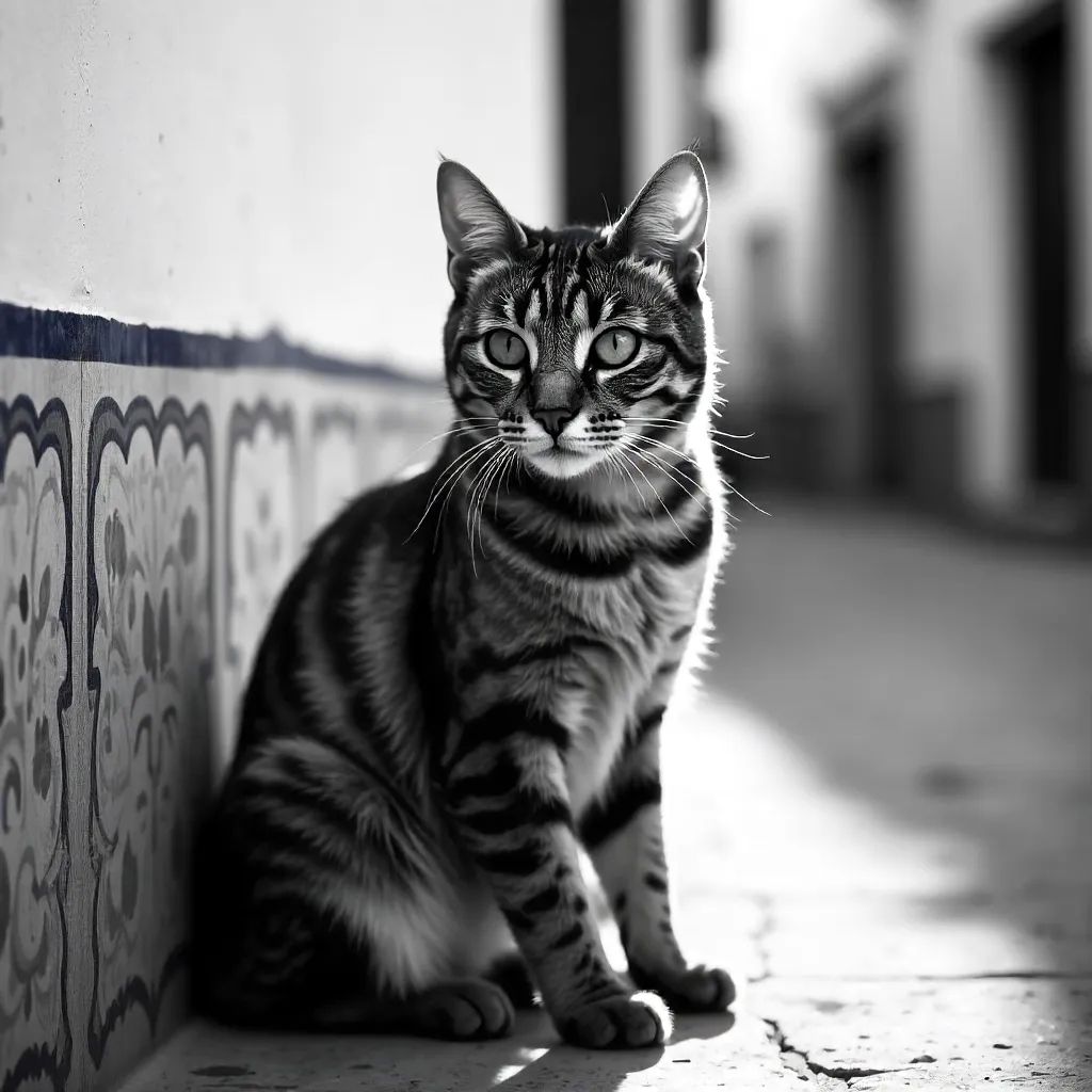 Serene Black-and-White Tabby Portrait in Rabat