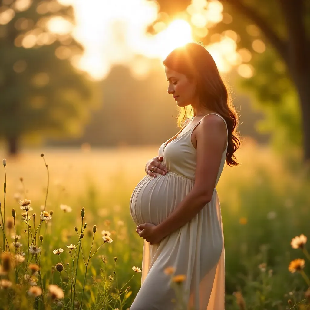 Pregnant Woman Outdoors: Warmth and Serenity