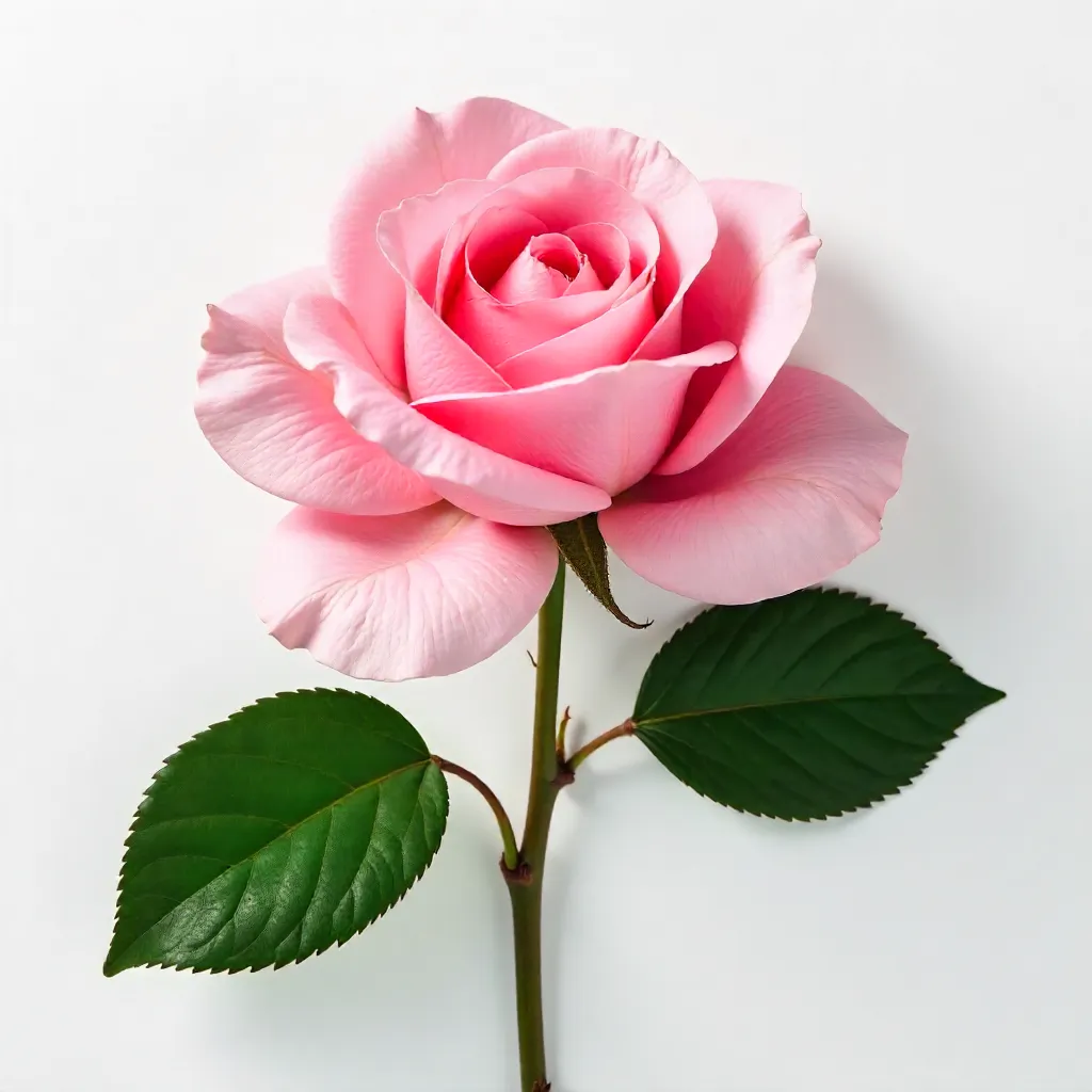 Stunning Pink Rose on White Backdrop