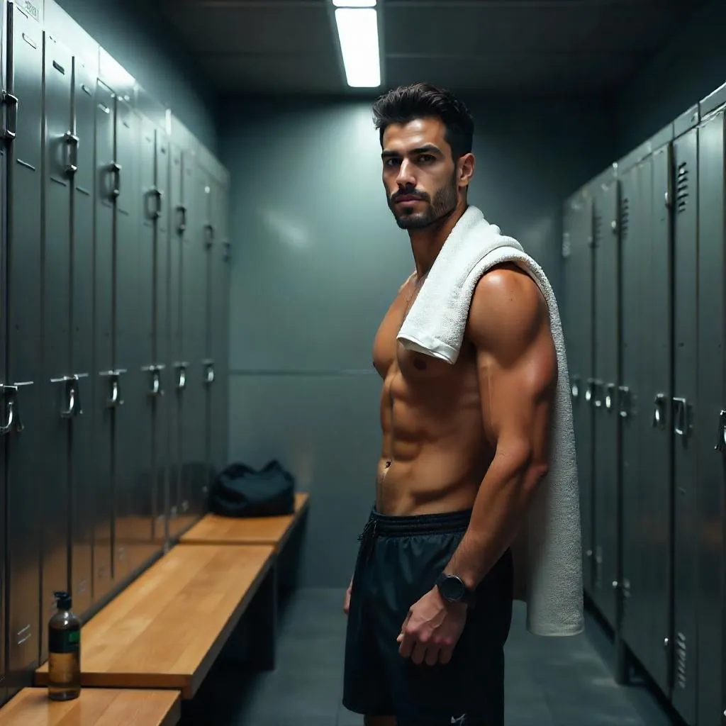 Young Middle Eastern Man in a Locker Room