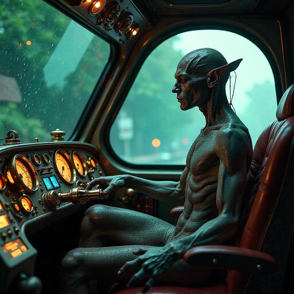 Photoreal Shapeshifter in a Time Machine Cockpit