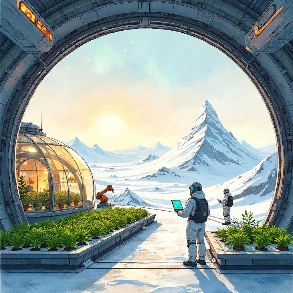 Watercolor Tundra Inside a Terraforming Station