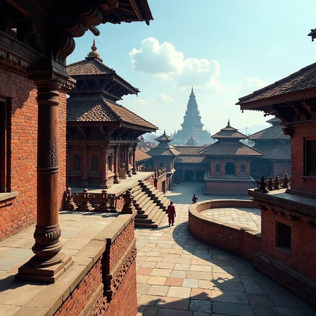 Daylight Brilliance of Patan's Historic Temple Architecture