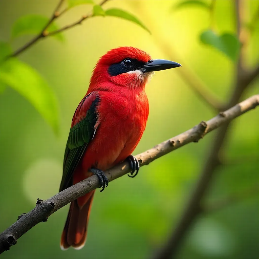 Vivid Carmine Bee-Eater on a Tree Branch