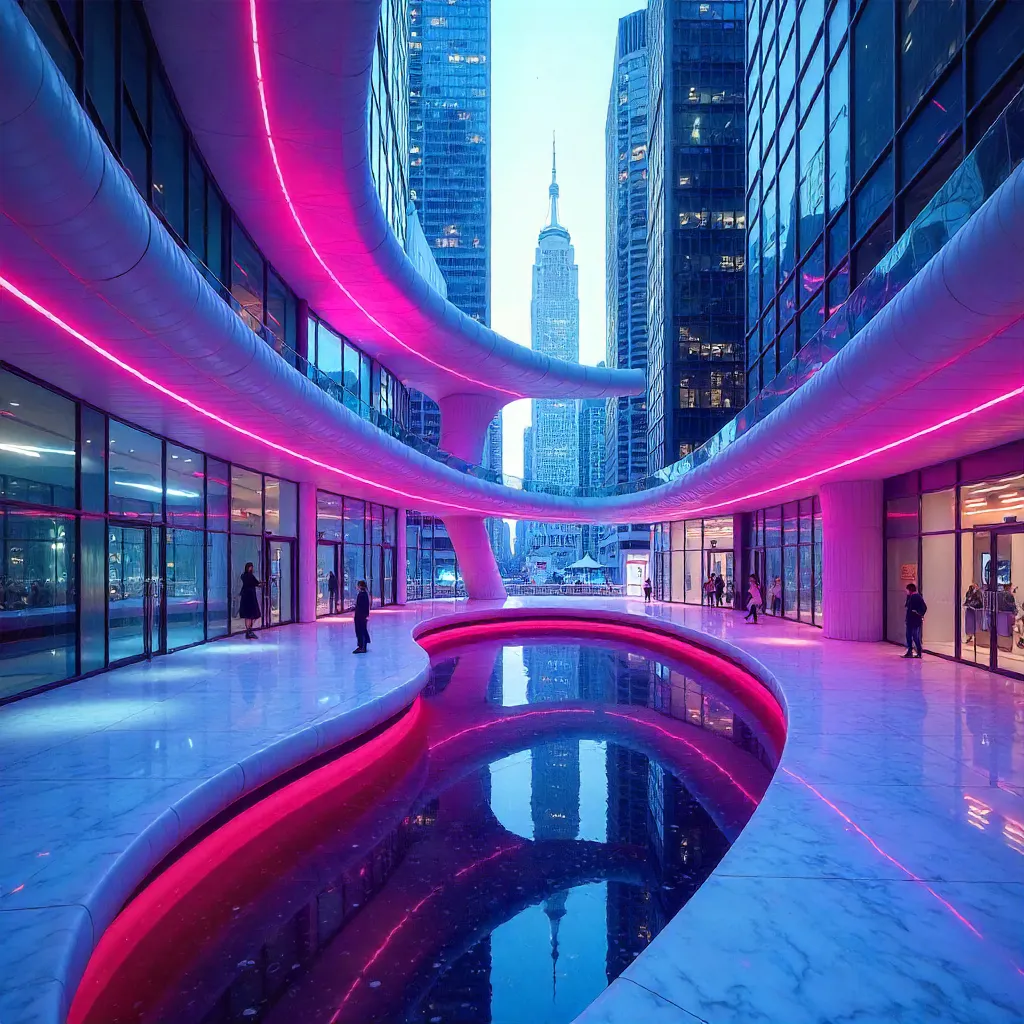 Curved Lines and Gradient Lights in NYC