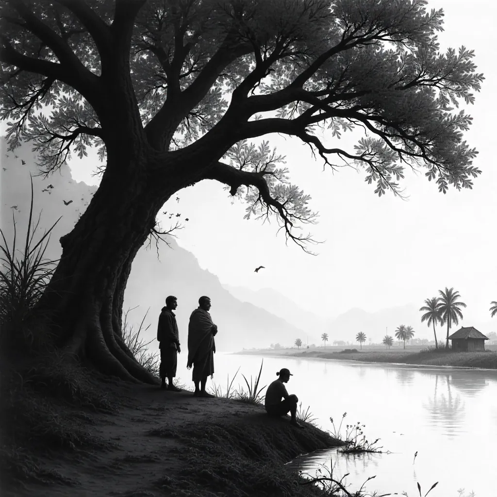 Solitude by a Banyan in Rural Bangladesh