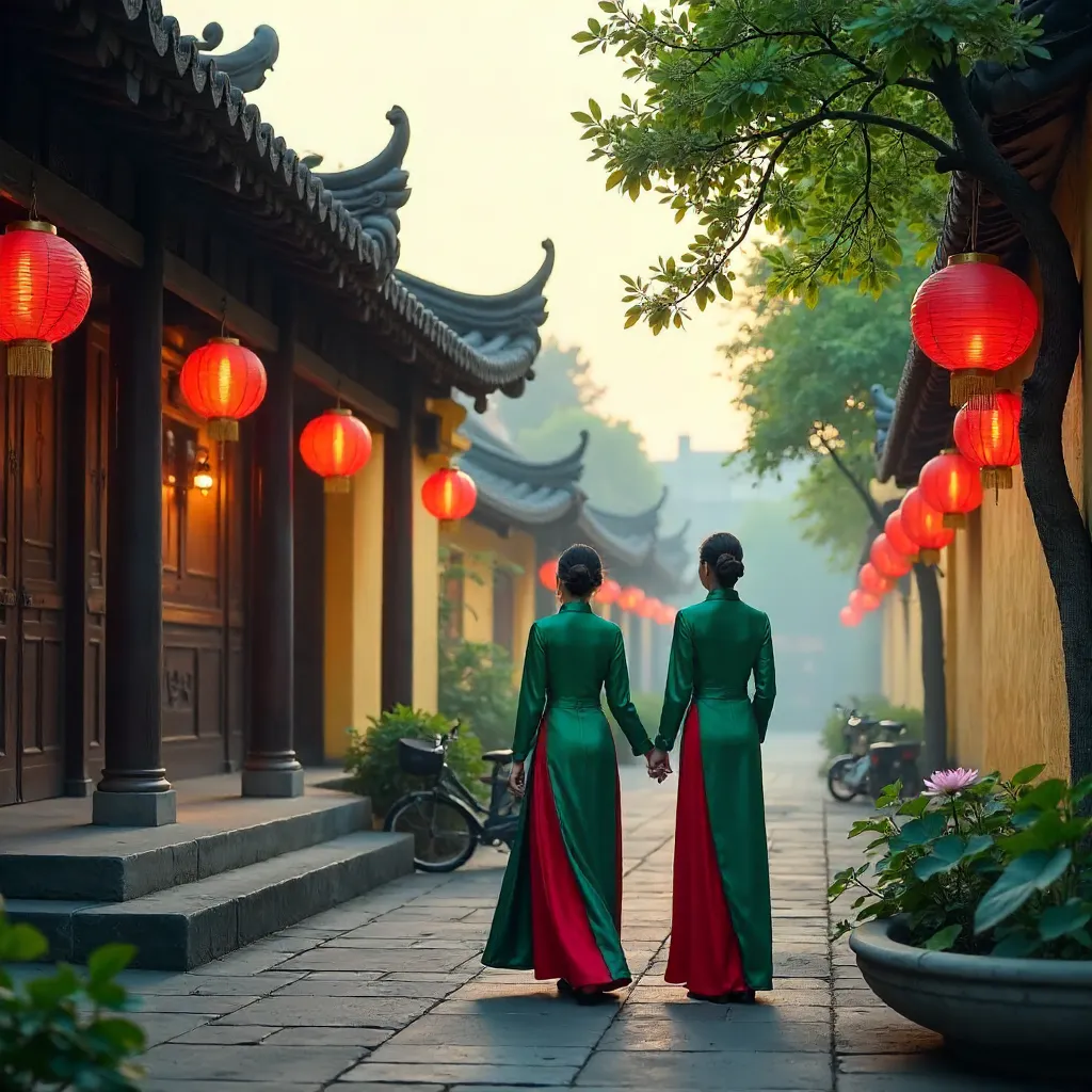 Áo Dài Elegance at Hội An Temple Courtyard