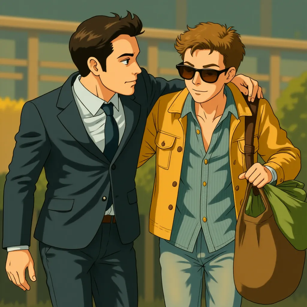 Brad Pitt and Javier Bardem in F1: The Movie (2025) - Ghibli style
