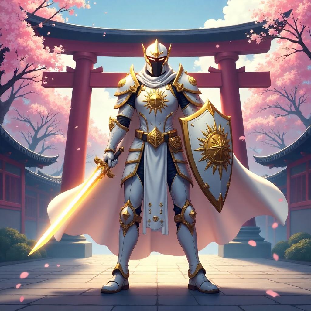 Paladin of Dawn in Feudal Japan (Anime Style)