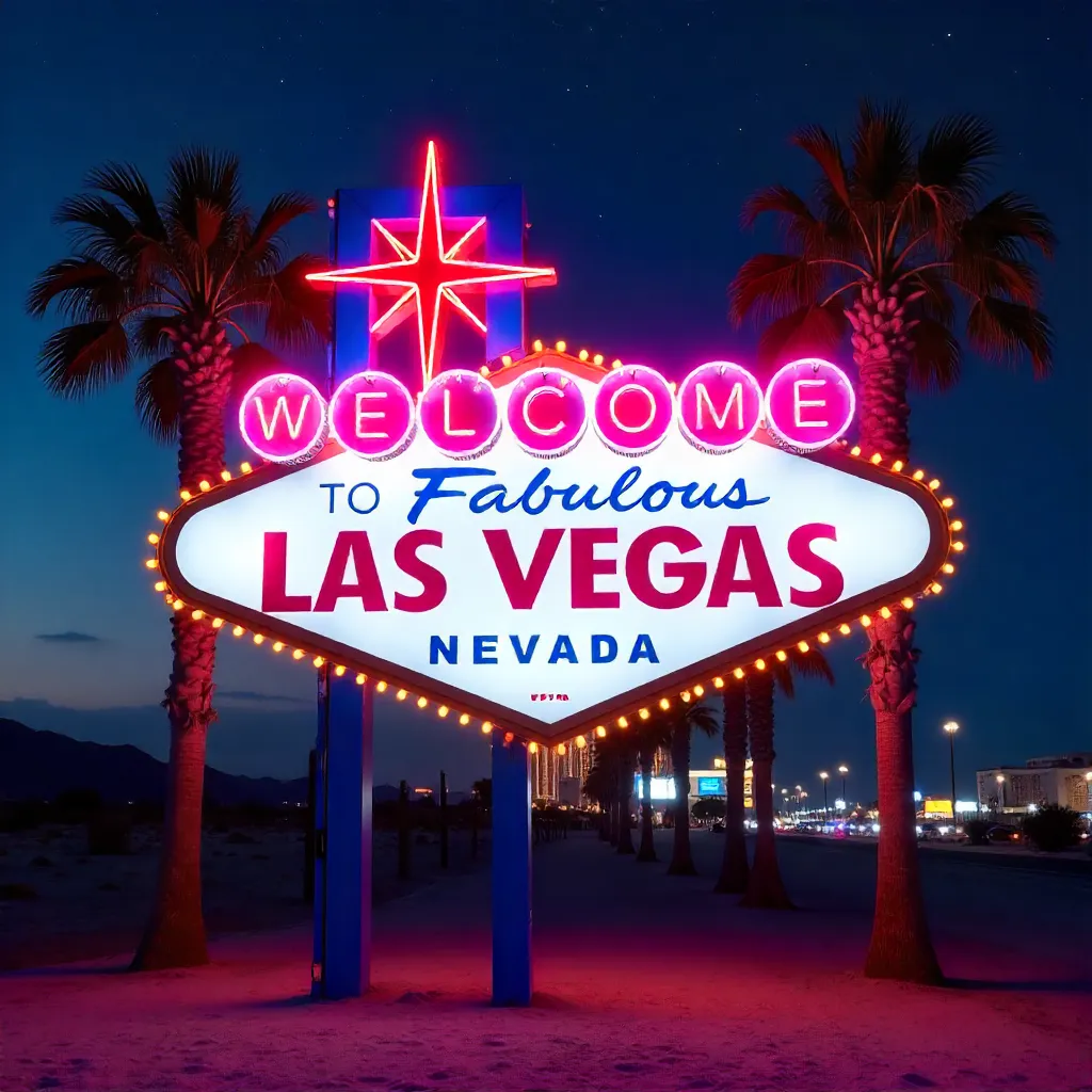 Neon Night at the Welcome to Las Vegas Sign