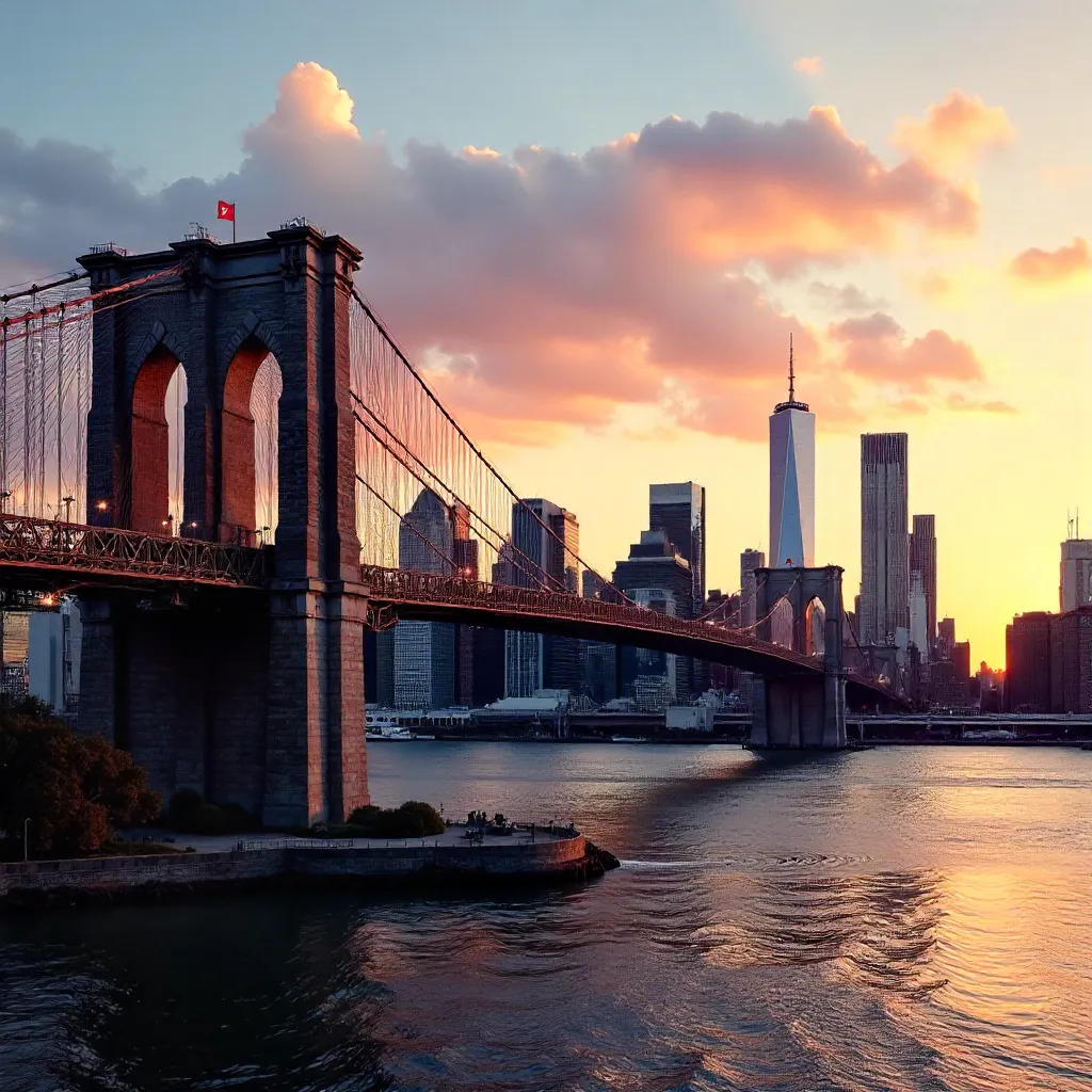 Golden Hour Brooklyn Bridge with One World Trade Center