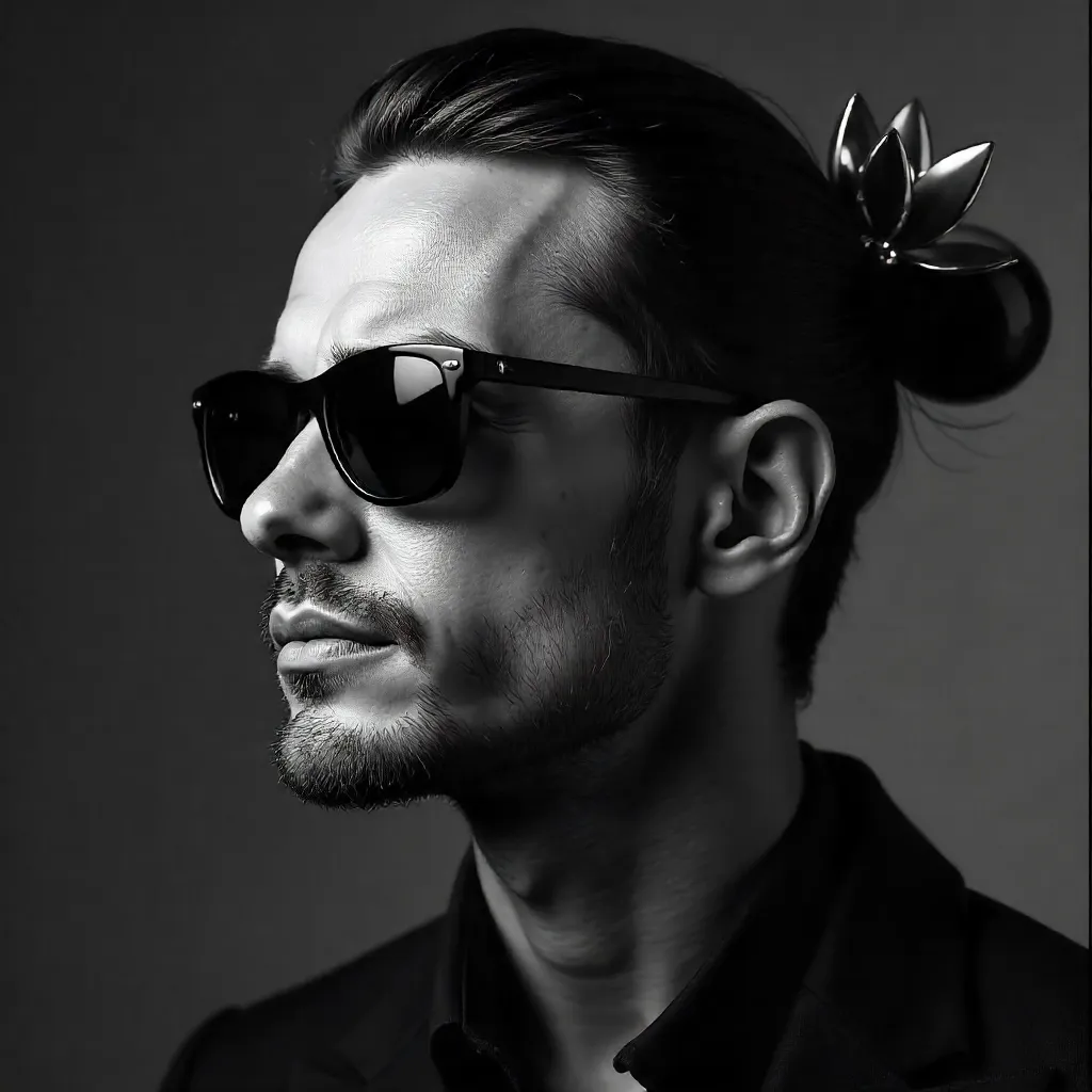 Monochrome Noir Portrait with Hairpin