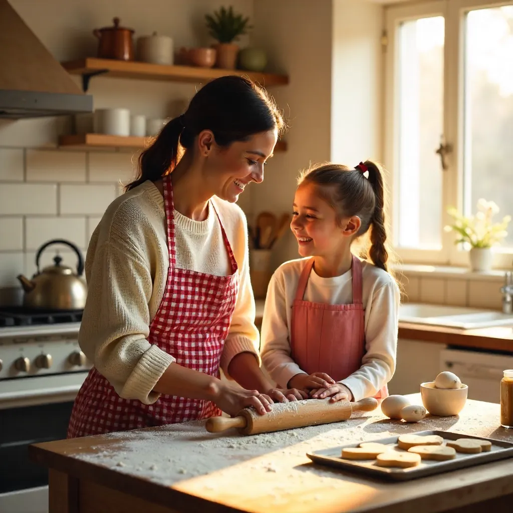 Joyful Baking Moments with Mom and Daughter