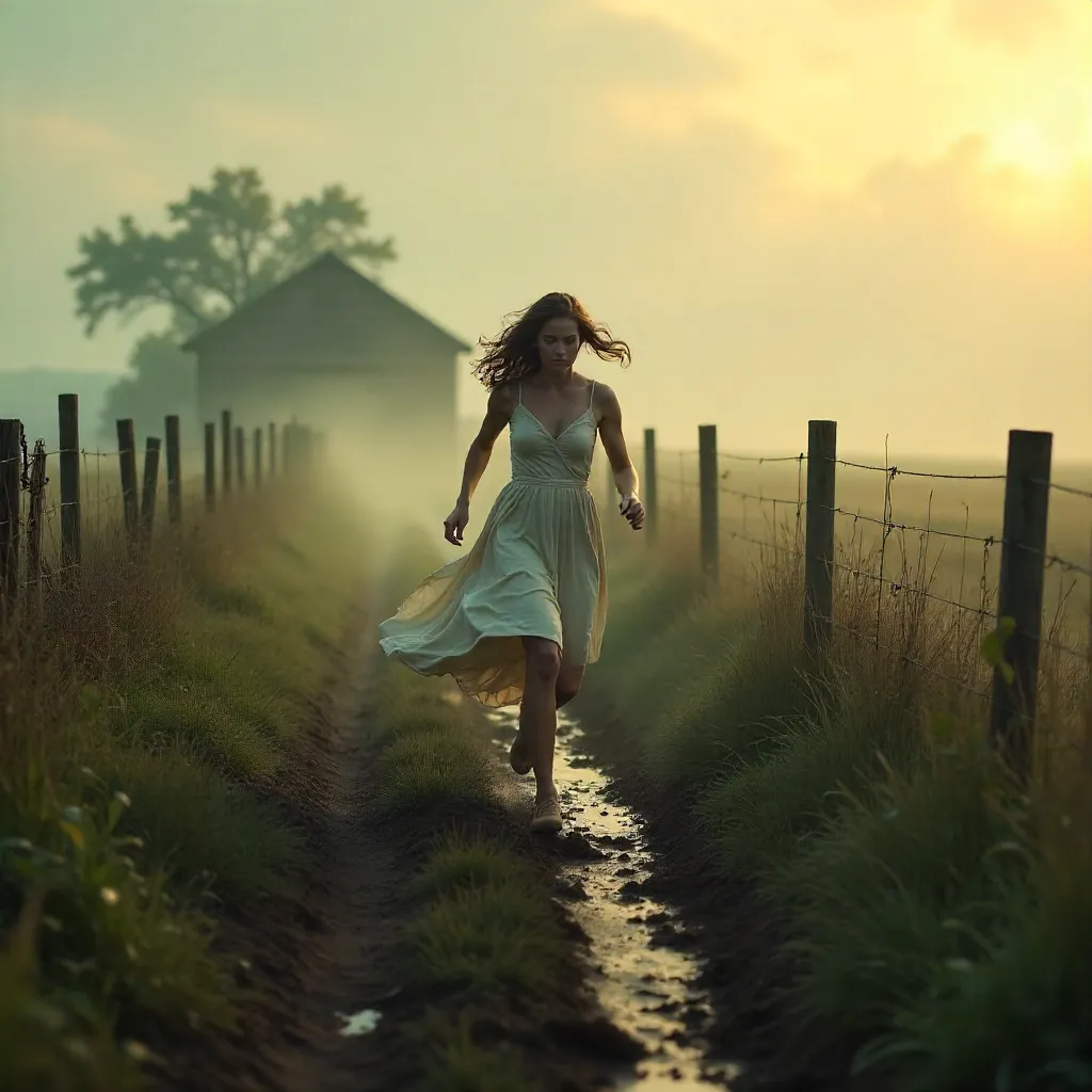 Escape Through the Fog: Woman in Free Flight