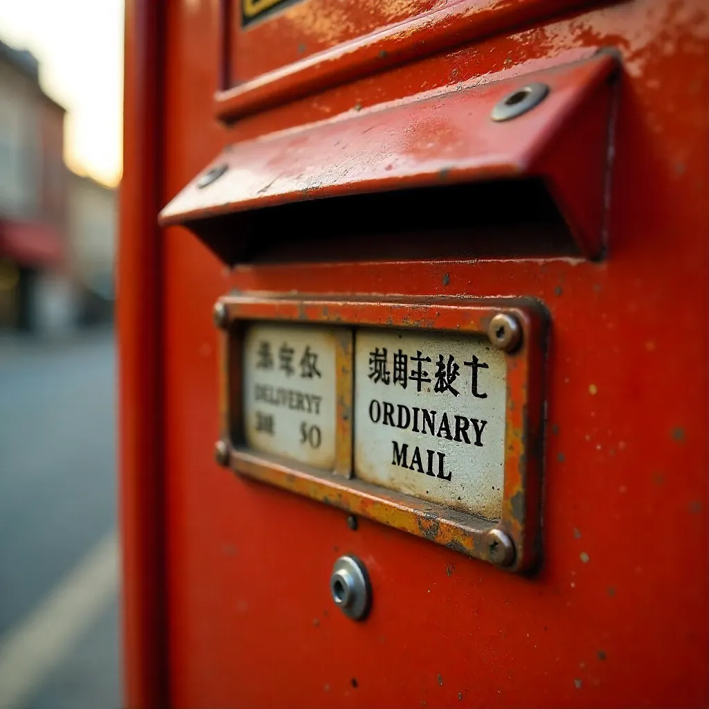 Macro Shot of a Taiwanese Mailbox Front Panel with Delivery Slots