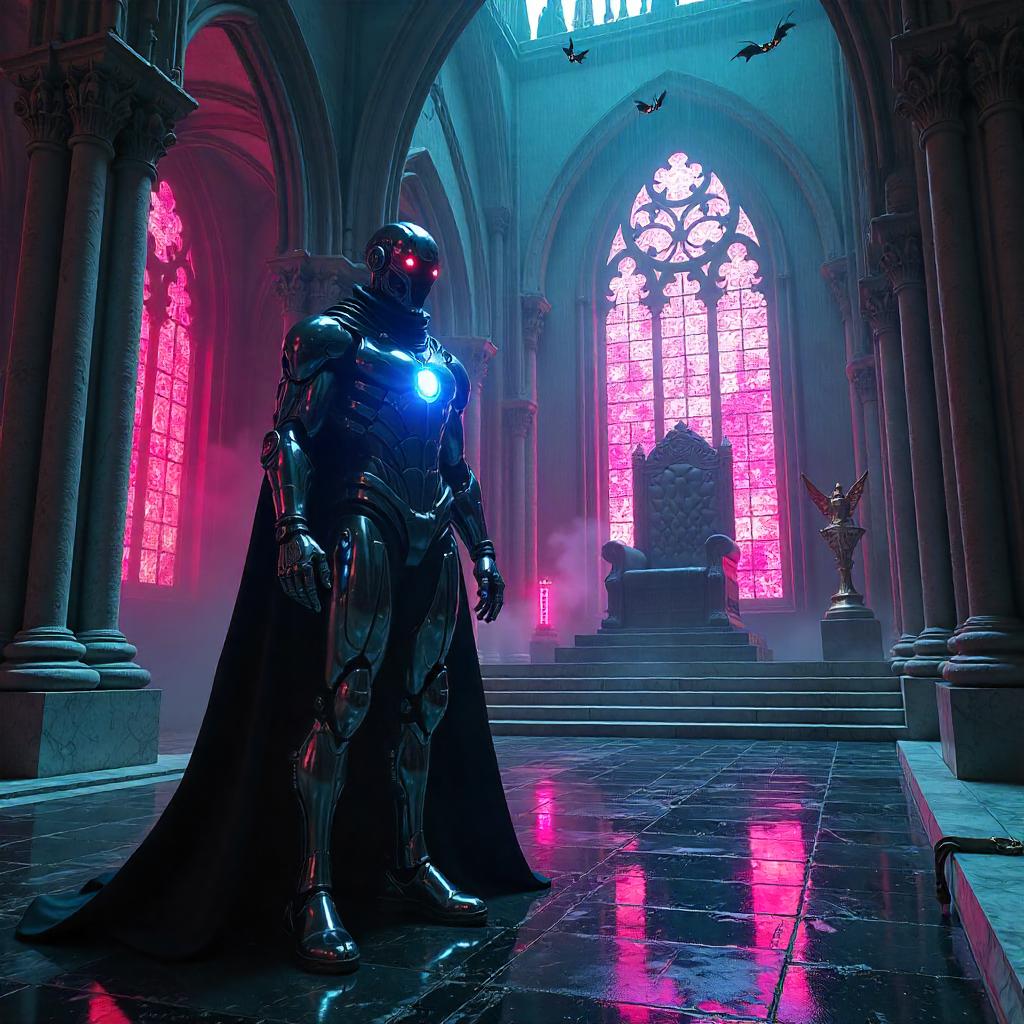 Neon Cyborg in the Vampire Castle