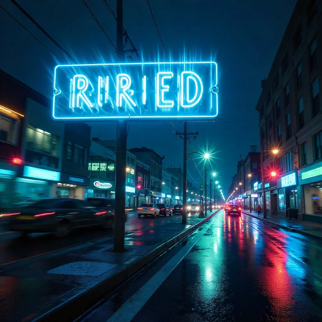 Night Blur: Abstract Blue Road Sign Motion