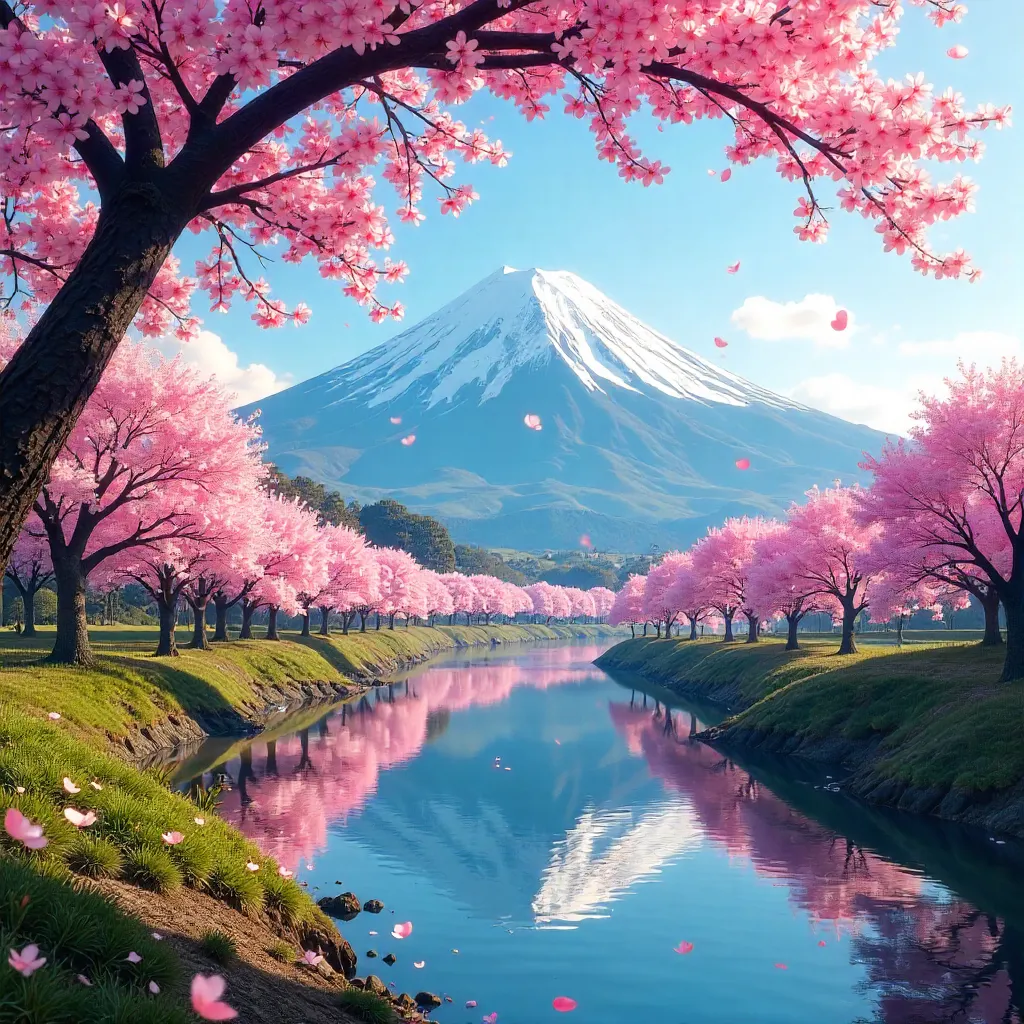 Sakura-Framed Mount Fuji in Fujinomiya