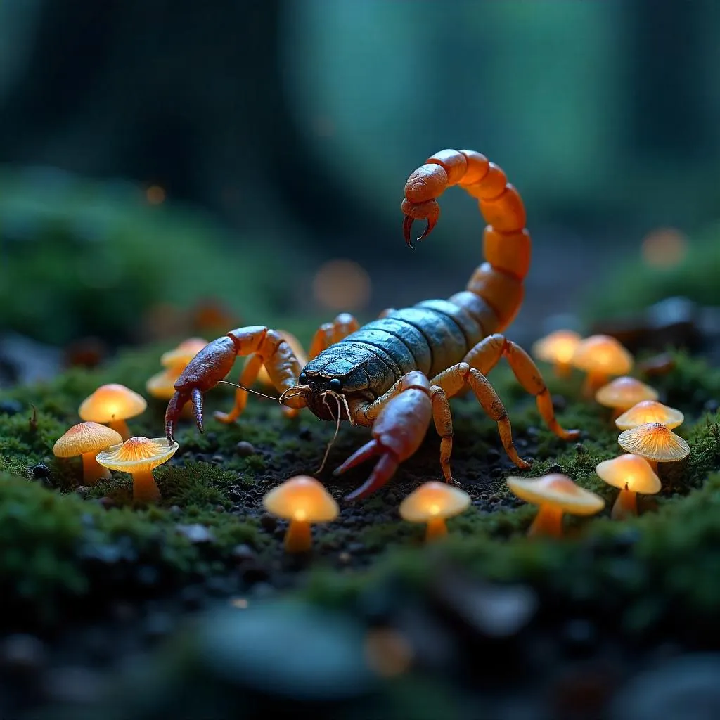 Moonlit 3D Scorpion in a Ring of Fairy Mushrooms