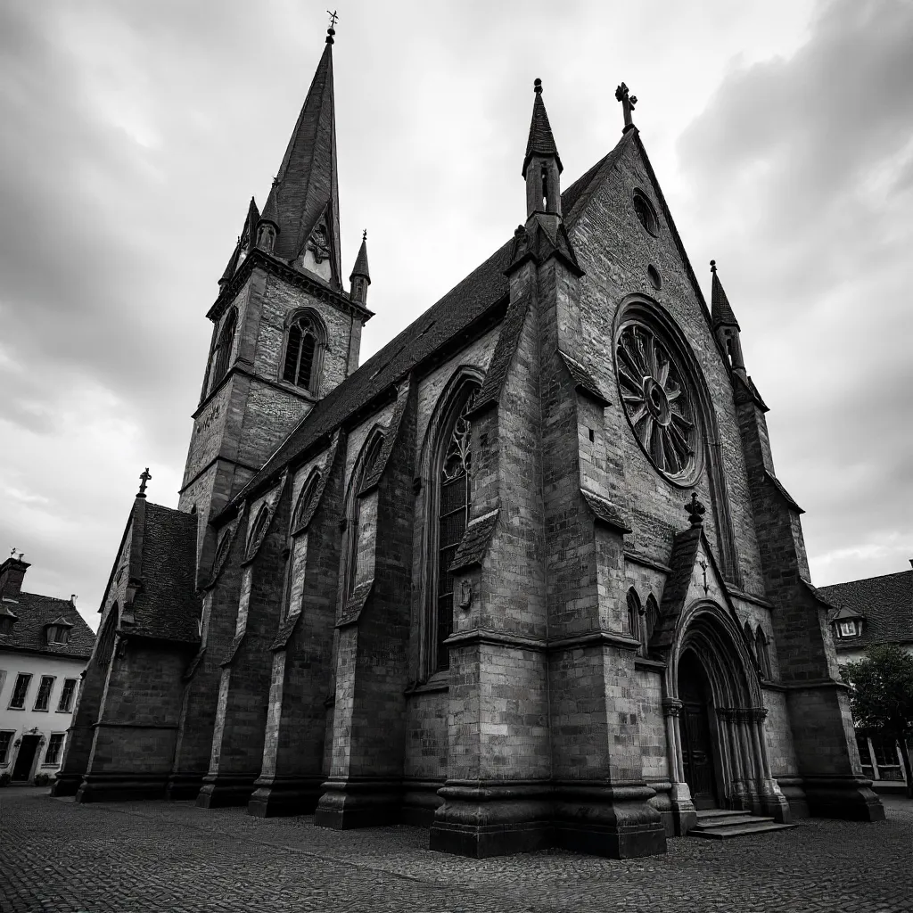 Monochrome Gothic Cathedral of Paderborn, Germany