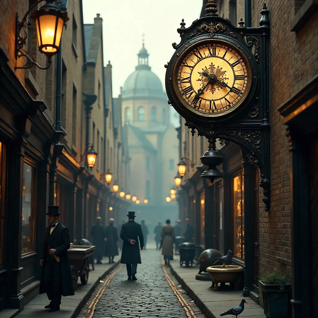 Historic Clock at Pied Bull Yard, London