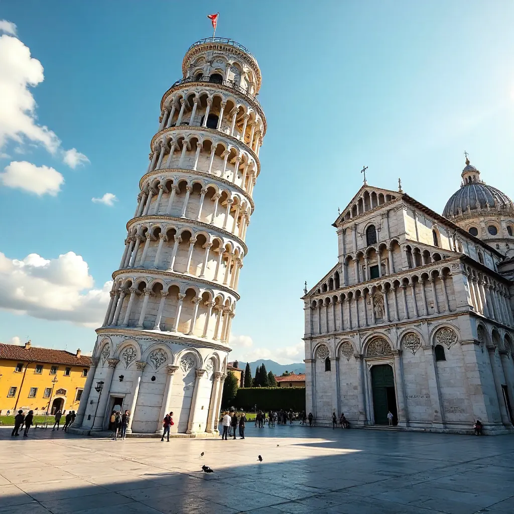 Leaning Tower of Pisa with Adjoining Cathedral, Tuscany