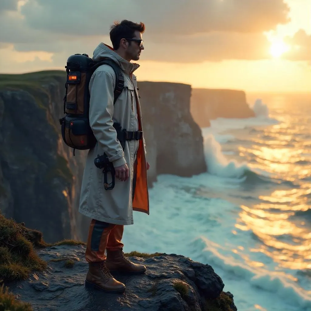 Cliffside Scientist: A 3D Rendered Moment