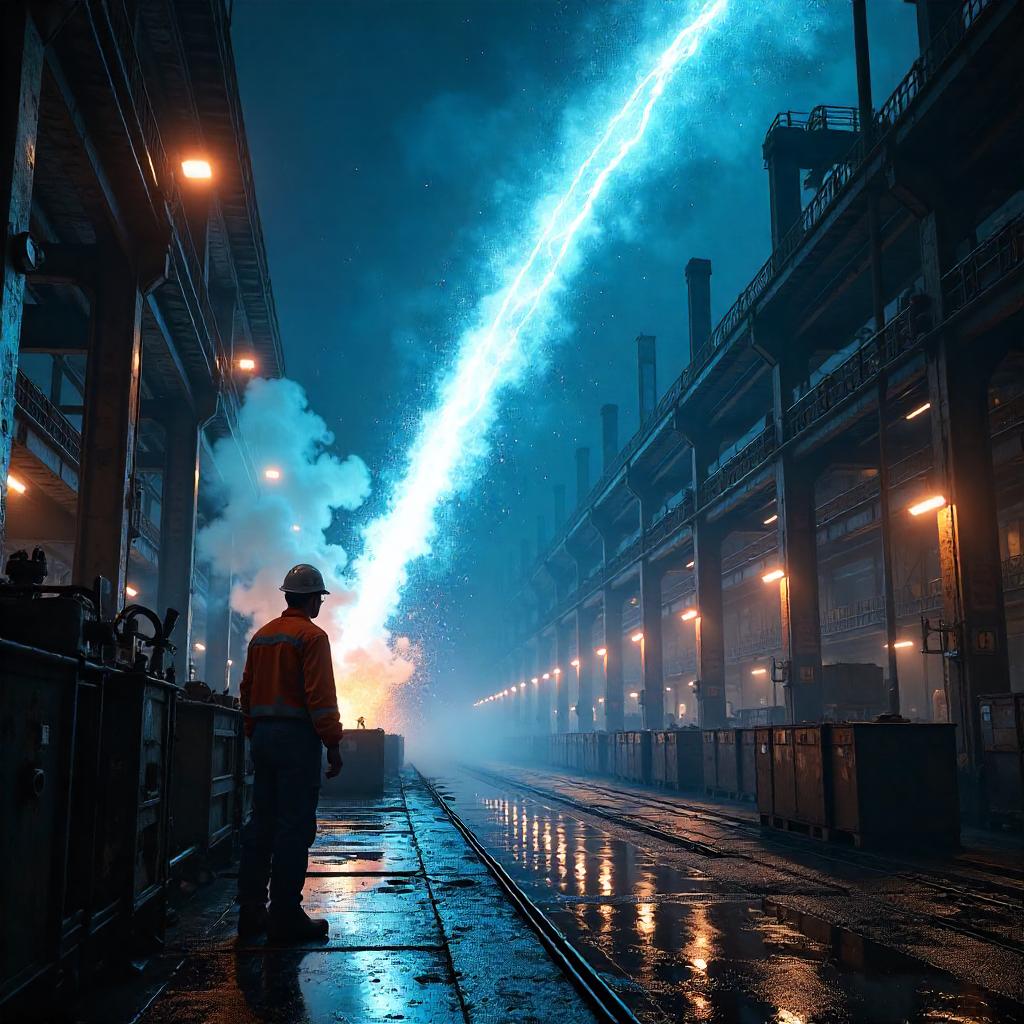Photorealistic Comet Over an Industrial Factory