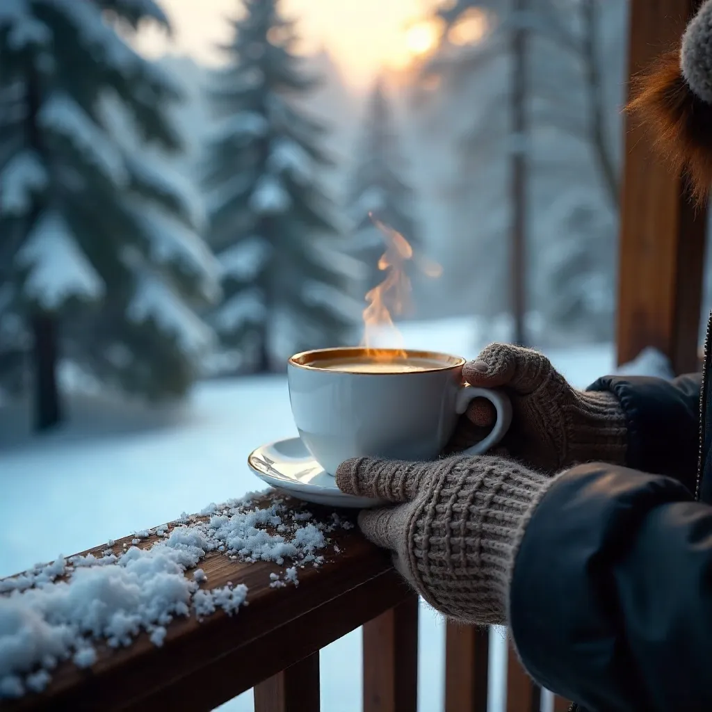 Warm Espresso in a Snowy Forest