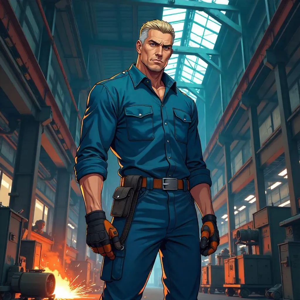 Confident White Man in an Anime Factory