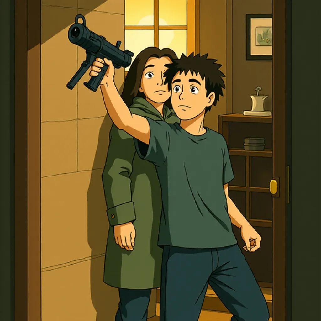 Colin Farrell and Bill Nighy in Total Recall (2012) - Anime style
