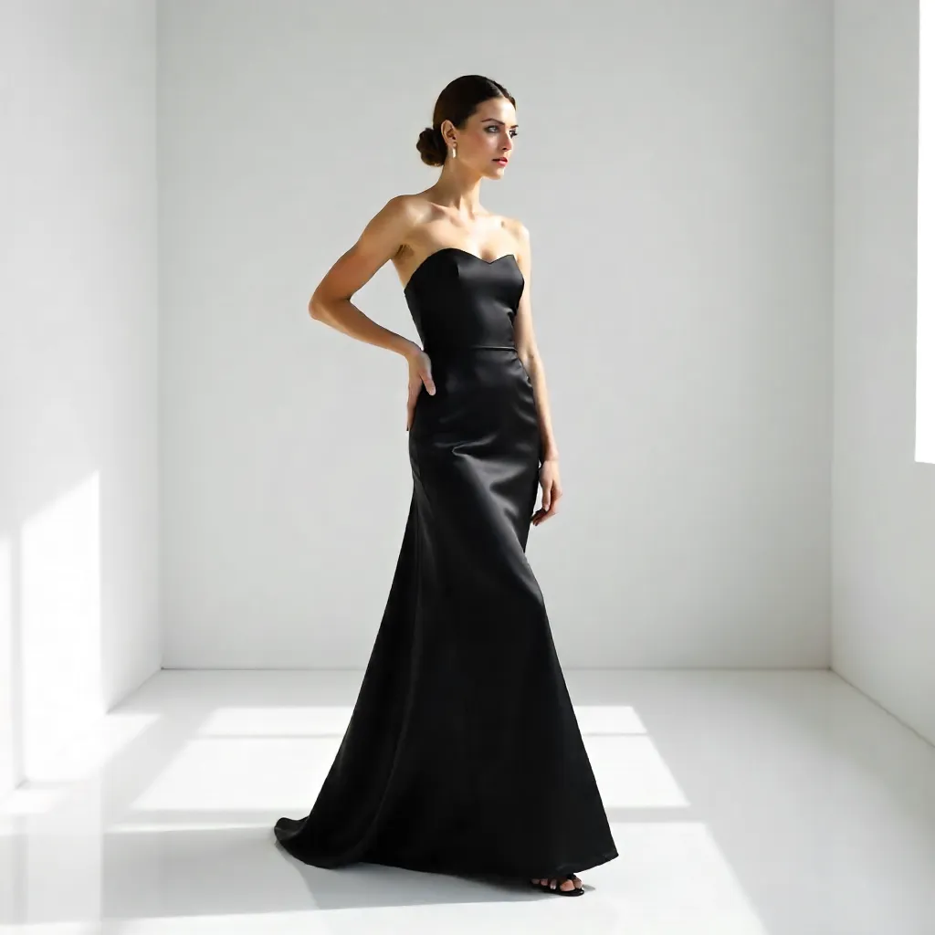 Elegant Black Attire in a Minimal White Studio