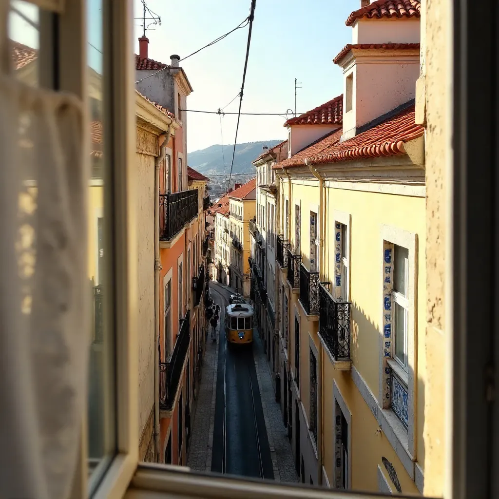 Lisbon Window View: Tiles, Balconies, Hills