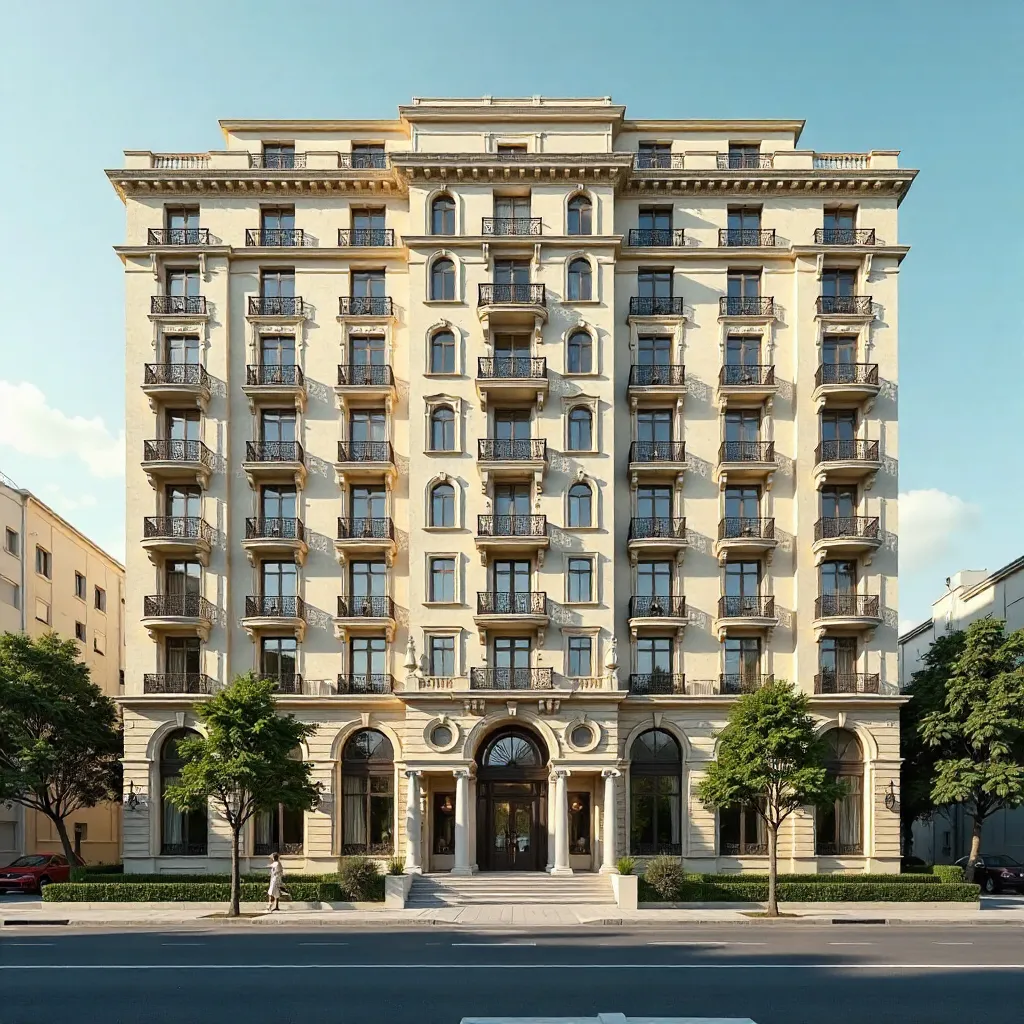 Symmetrical Istanbul Hotel Facade Under Daylight