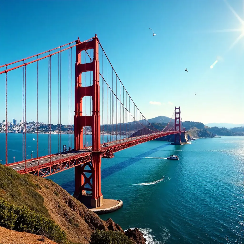 Iconic Golden Gate Bridge on a Clear Bay Day