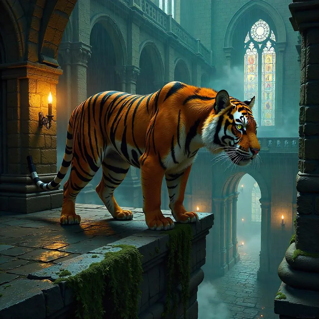 Tiger in a Medieval Castle — Concept Art