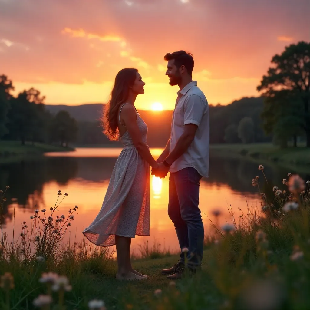 Golden Hour Love: Sunset Outdoors Romance