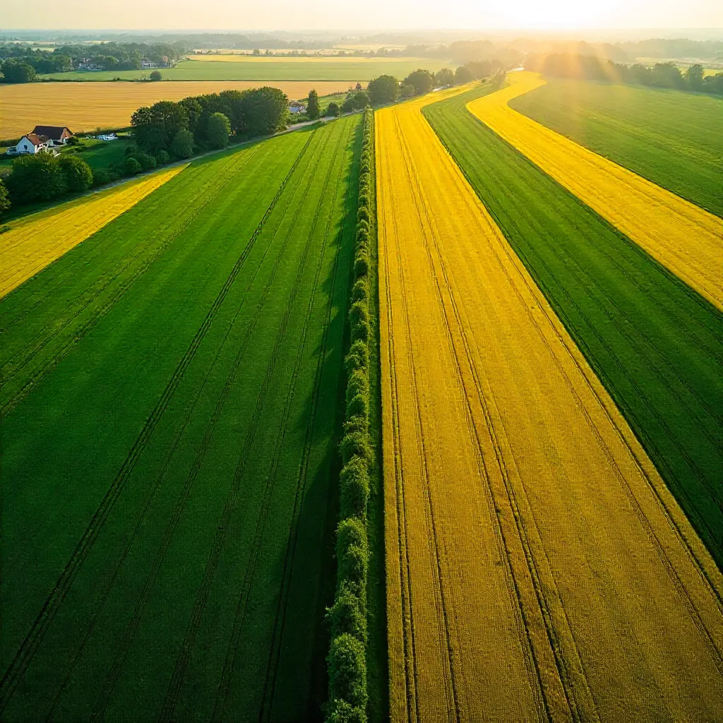 Aerial Stripes: Green and Yellow Polish Fields