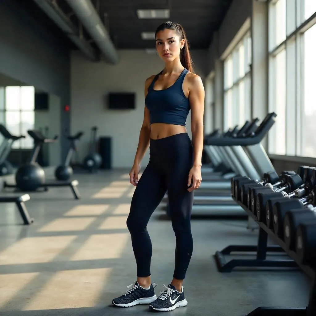Young Latina in a Modern Gym - Photorealistic Portrait