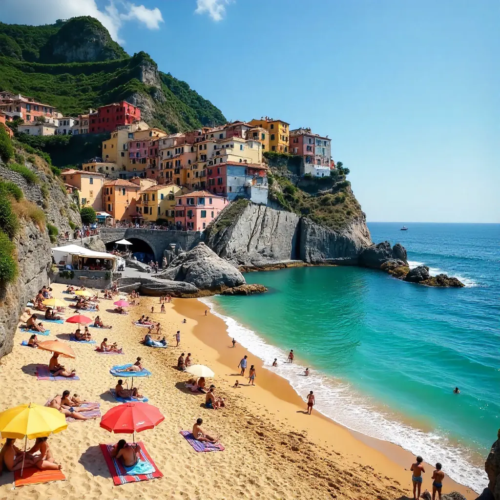 Monterosso al Mare: Crowded Summer Beach Scene