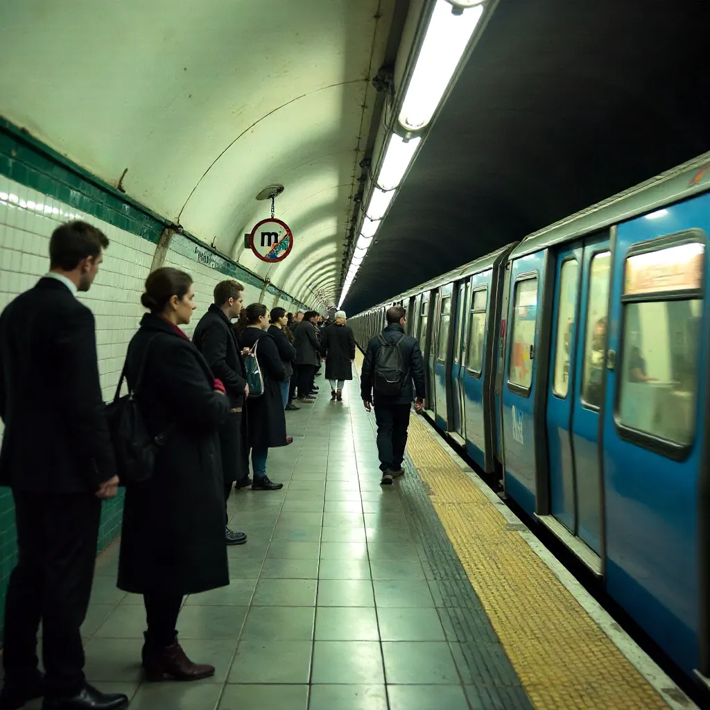 Rush Hour at a Paris Métro Station
