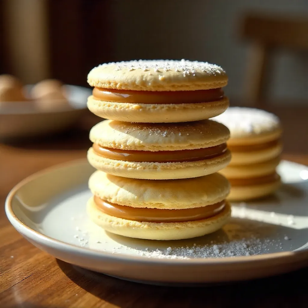 Stack of Argentinian Alfajores with Creamy Filling