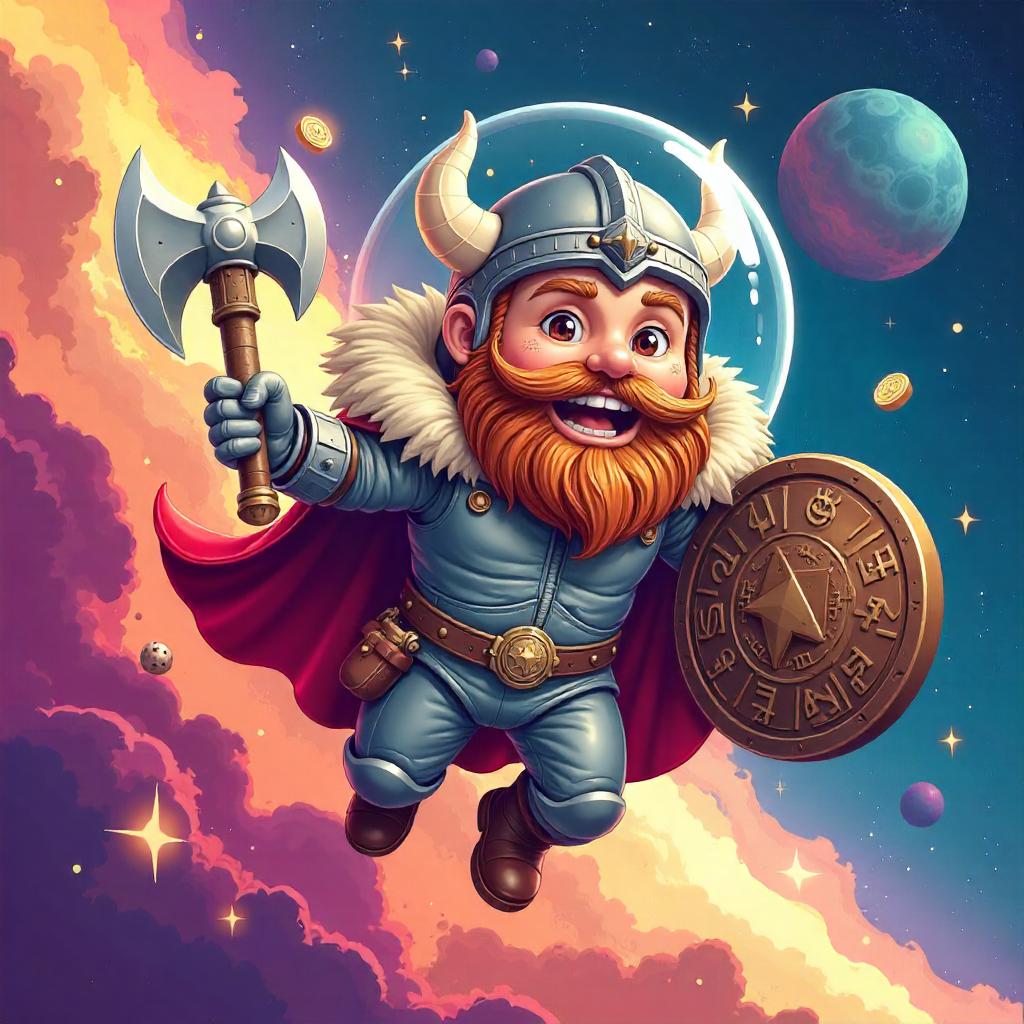 Zero-Gravity Viking in Cartoon Space