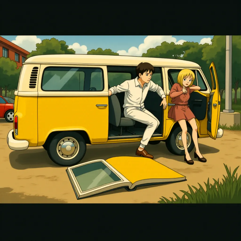Toni Collette, Steve Carell, and Abigail Breslin in Little Miss Sunshine (2006) - Anime style