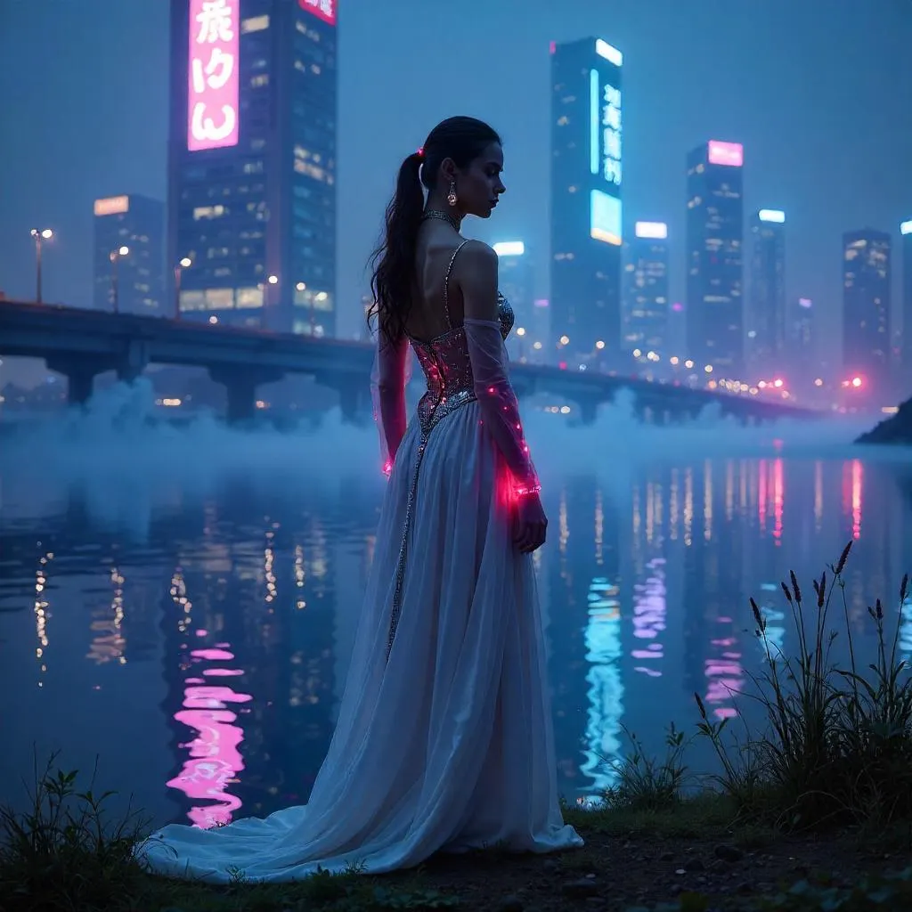 Elegantly Neon by the Cyberpunk Lake