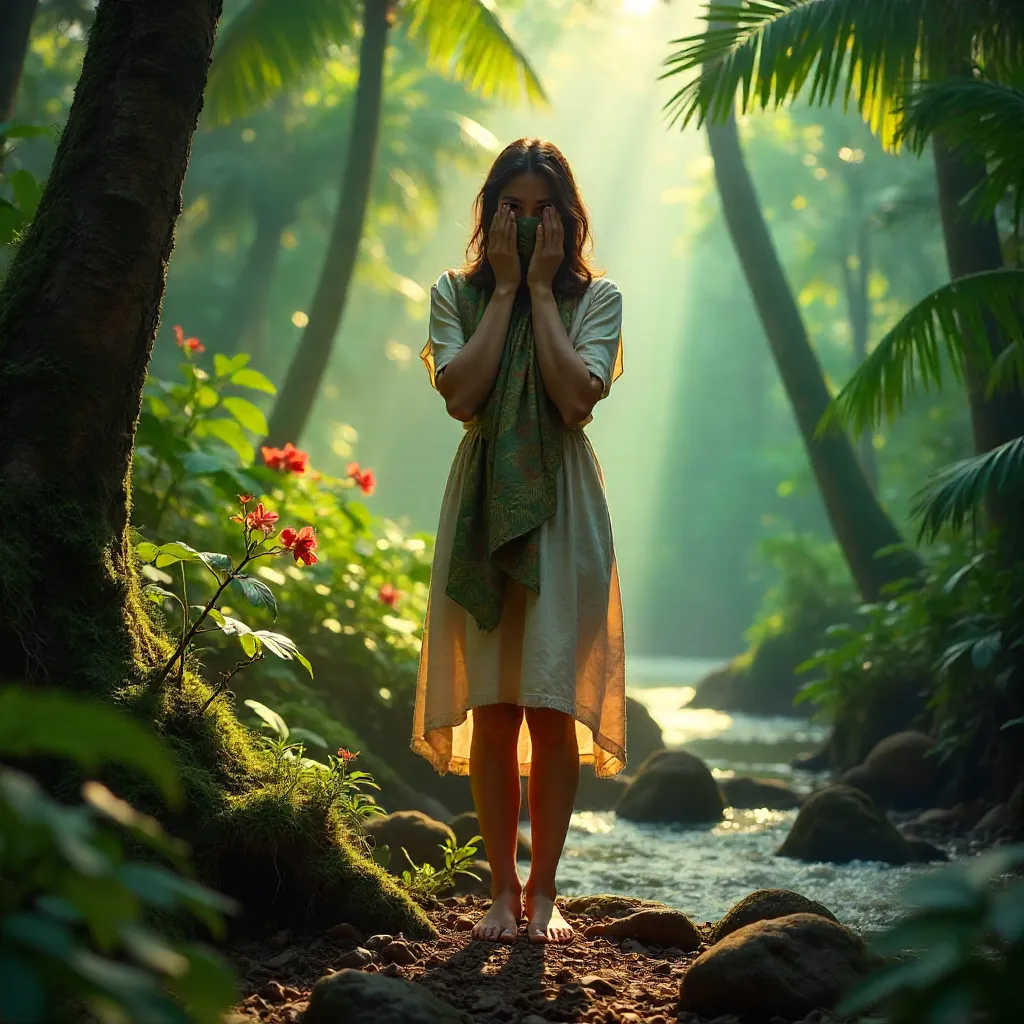 Serene Green Solitude in Indonesian Rainforest