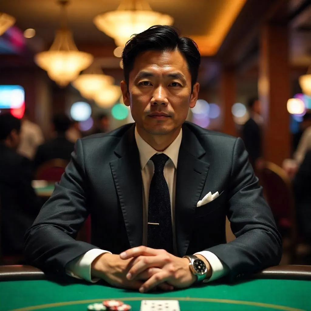 Photorealistic Asian Professional in a Poker Room