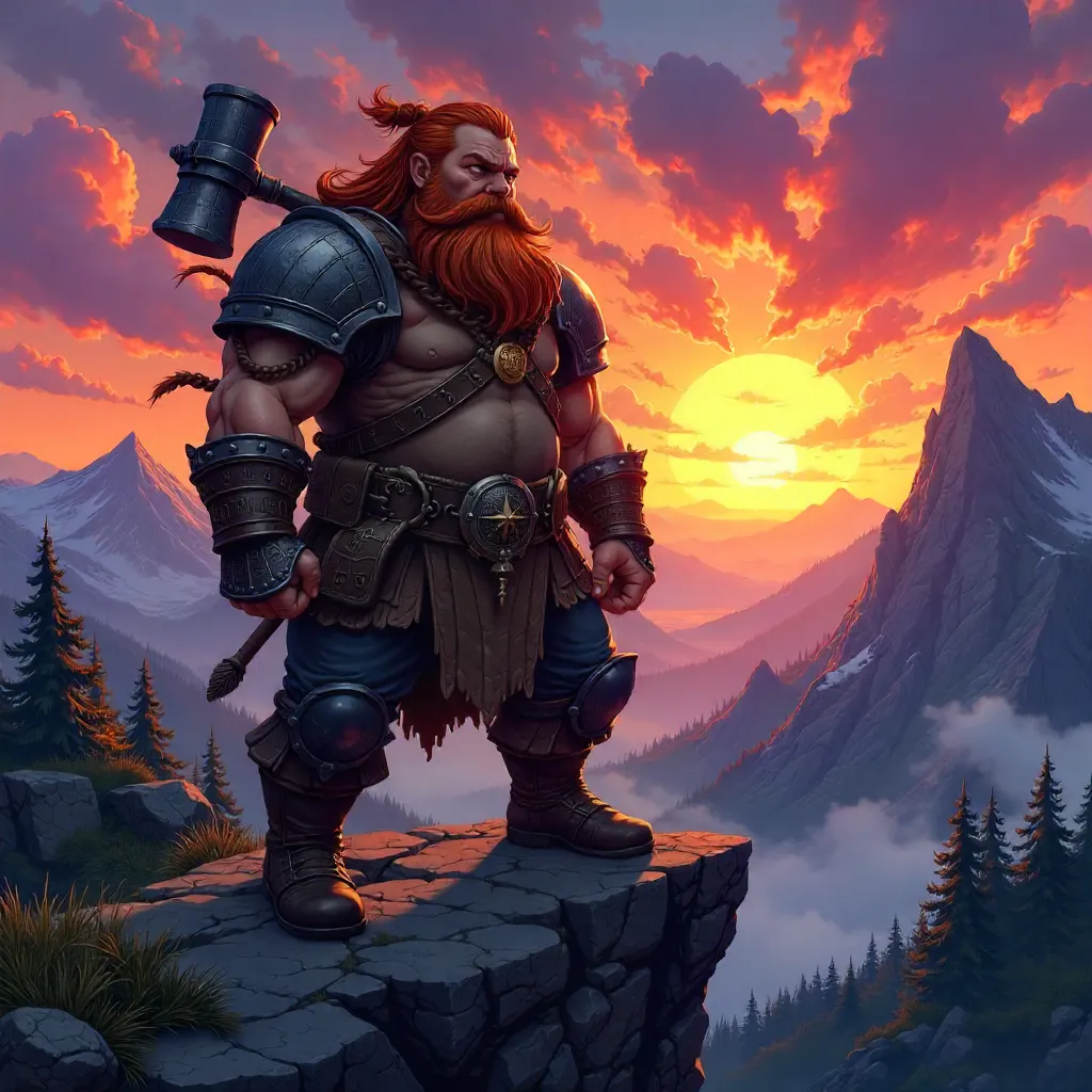 Dwarf of the Sunset: An Anime-Style Moment